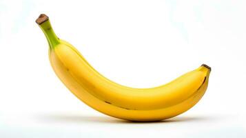 uma banana é mostrando em uma branco fundo ai generativo foto
