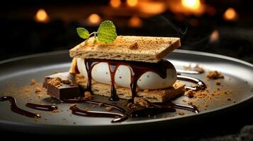 foto do s'mores Como uma prato dentro uma sofisticado restaurante. generativo ai