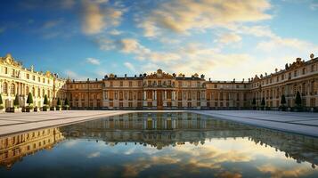 tirar o fôlego beleza do a Palácio do versailles dentro França. generativo ai foto