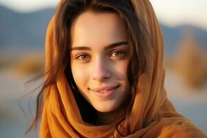 lindo persa menina sorridente para Câmera foto