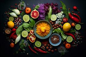 fotografia colorida e delicioso vegetariano pratos foto