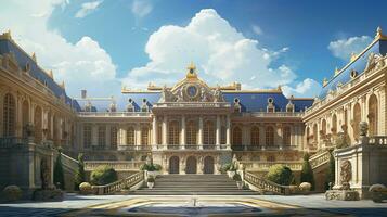 tirar o fôlego beleza do a Palácio do versailles dentro França. generativo ai foto