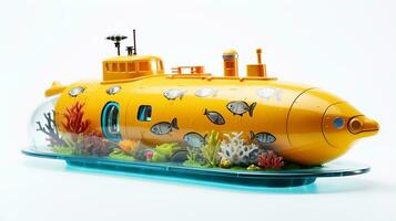 exibindo uma 3d miniatura submarino. generativo ai foto