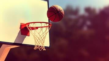 basquetebol ser tiro para aro. vitória, conquista, meta, ganhar conceito. ai gerado imagem foto