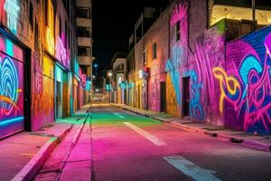 vibrante grafite mural em a parede fundo. ai generativo pró foto