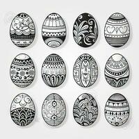 Páscoa ovo coleção simples linha ícones com enfeite foto