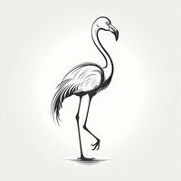 minimalista gráfico do a elegante flamingo em pé em 1 perna foto