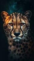 guepardo colagem em Sombrio fundo generativo ai foto