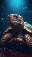 grunge tartaruga em Sombrio fundo generativo ai foto