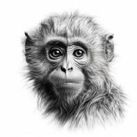 impressionista realista blackwork estilo desenho animado macaco em branco fundo foto