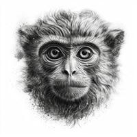 impressionista realista blackwork estilo do uma fofa macaco em branco fundo foto