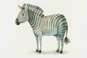 caprichoso aguarela ilustração do uma zebra dentro suave cores para crianças livro foto