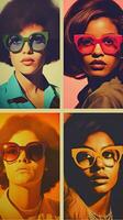 elegante mulheres vestindo colorida óculos dentro vintage estilo ilustrações foto