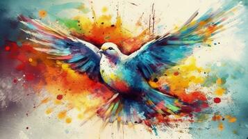 colorida abstrato pintura do piedosos espírito pomba cristão ilustração foto