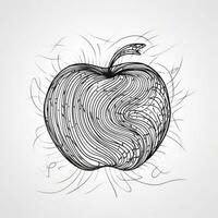 moderno maçã fruta poster dentro contínuo linha arte desenhando estilo foto
