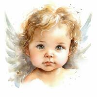 querubim bebê anjo dentro aguarela em branco fundo foto