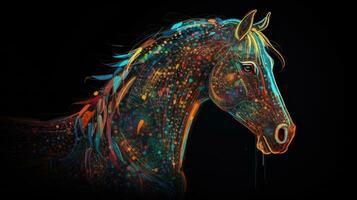 elegante cavalo silhueta em futurista abstrato fundo foto