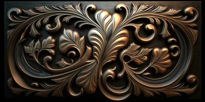 elegante esculpido madeira e metal interior decoração textura foto