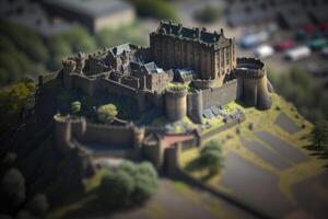 miniatura Visão do Edimburgo castelo dentro Escócia foto