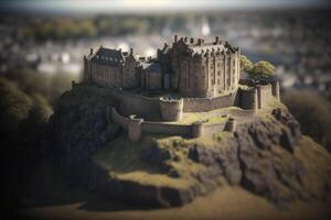 miniatura Visão do Edimburgo castelo dentro Escócia foto