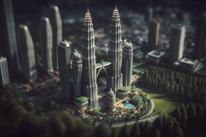 miniatura petronas torres dentro Kuala lumpur Malásia foto