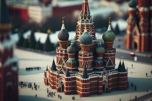 vibrante vermelho quadrado dentro Moscou Rússia uma miniatura mundo foto