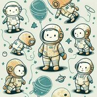 adorável astronautas dentro uma brincalhão linha padronizar foto