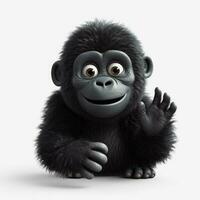 adorável bebê gorila com uma grande sorrir dentro pixar estilo foto