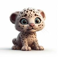 adorável bebê jaguar com uma estilo pixar sorrir e grande olhos foto