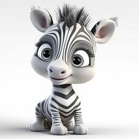 adorável bebê zebra com uma estilo pixar sorrir dentro ultrarrealista 3d render perfeito para crianças foto