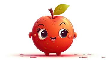 adorável desenho animado maçã personagem com uma brincalhão expressão foto
