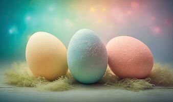 colorida Páscoa ovos Como uma suave e sonhadores fundo para Páscoa celebrações foto