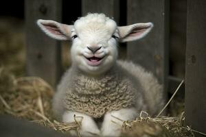 amigáveis Fazenda animais cumprimento você com sorrisos foto