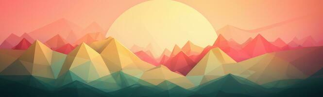 pastel gradiente geométrico montanha alcance com Sol foto