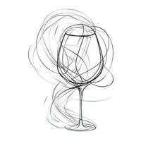 minimalista contínuo linha arte desenhando do uma vinho vidro em branco fundo foto