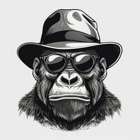 gorila bandido com uma streetwear equipamento e oculos de sol foto