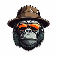 legal gorila dentro streetwear com oculos de sol e chapéu foto