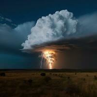 digital cumulonimbus nuvem com conduziu relâmpago greve foto