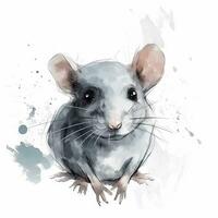 minimalista digital desenhando do uma fofa rato em uma branco fundo foto