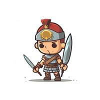 minimalista romano Guerreiro com espada e feliz face foto