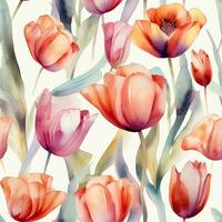 desatado aguarela tulipa padronizar para Primavera desenhos foto