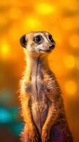 brincalhão meerkat curiosidade e conexão dentro vibrante e etéreo luz ai gerado foto
