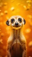 brincalhão meerkat curiosidade e conexão dentro vibrante e etéreo luz ai gerado foto