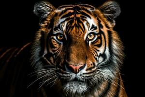 majestoso tigre fechar-se com deslumbrante detalhe foto