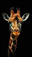 girafa dentro bokeh estilo em Sombrio fundo generativo ai foto