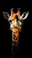 minimalista girafa em Sombrio fundo generativo ai foto