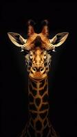 girafa dentro grunge estilo em Sombrio fundo generativo ai foto