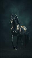 silhueta do uma cavalo em Sombrio fundo generativo ai foto