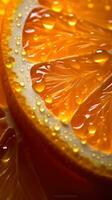 extremo macro fechar-se do suculento translúcido laranja fatia ai gerado foto
