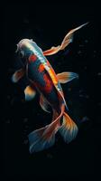 pop arte koi peixe natação dentro Sombrio águas generativo ai foto